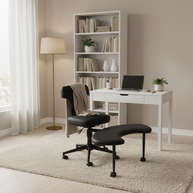 Modern Minimalist Non-Standard Shape PU Leather Sponge Multi-Layer Board Iron Plastic Desk Chair Backrest Adjustable Height Movable For Home Office