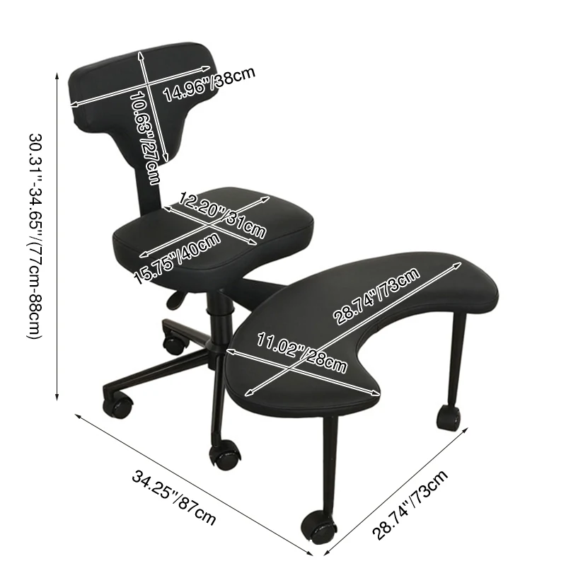 Modern Minimalist Non-Standard Shape PU Leather Sponge Multi-Layer Board Iron Plastic Desk Chair Backrest Adjustable Height Movable For Home Office