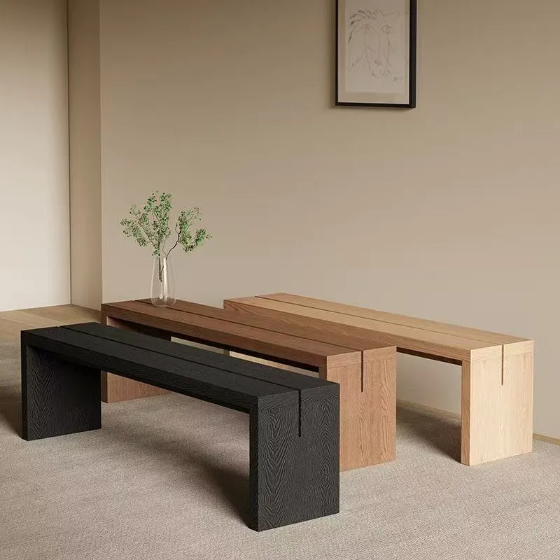 Traditional Chinese Solid Pine V-Shaped Rectangular Sofa Bench For Living Room