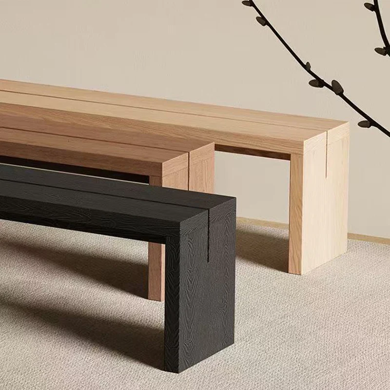 Traditional Chinese Solid Pine V-Shaped Rectangular Sofa Bench For Living Room