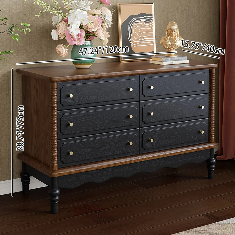Traditional French Cherry Wood Roman Column Rectangular Storage Cabinet 5/6/8 Drawers For Living Room