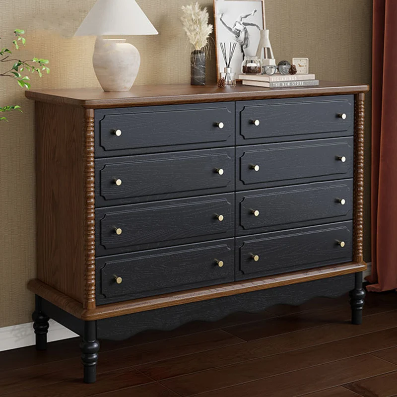 Traditional French Cherry Wood Roman Column Rectangular Storage Cabinet 5/6/8 Drawers For Living Room