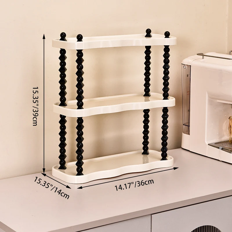 Contemporary Creative PP Wave-Shaped Storage Shelf With 2/3-Tier For Living Room