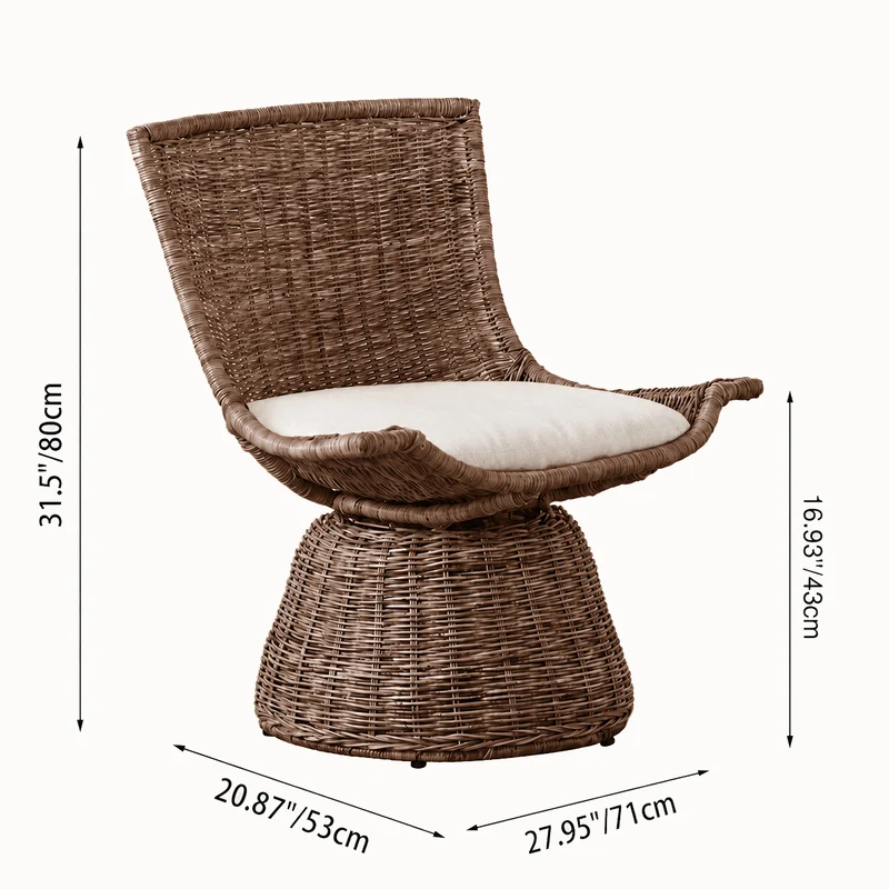 Contemporary Scandinavian Indonesian Rattan Weaving Lounge Chair - Back Chair With Handwoven Texture For Living Room