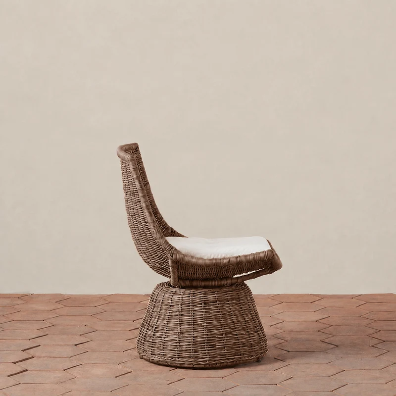 Contemporary Scandinavian Indonesian Rattan Weaving Lounge Chair - Back Chair With Handwoven Texture For Living Room
