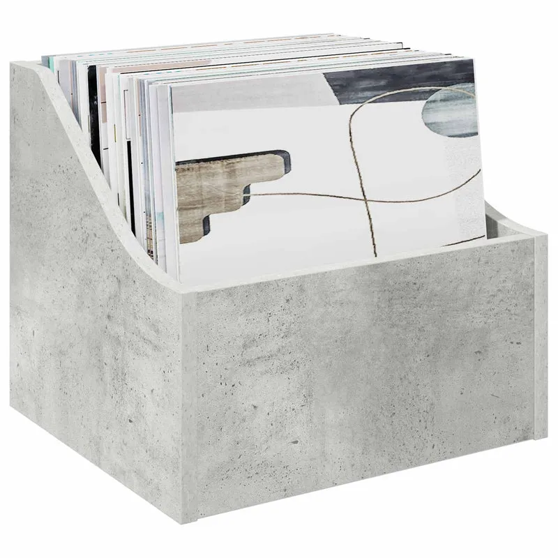 Caixa de Discos LP 2 unid. Cinzento Cimento 37 x 33 x 32 cm
