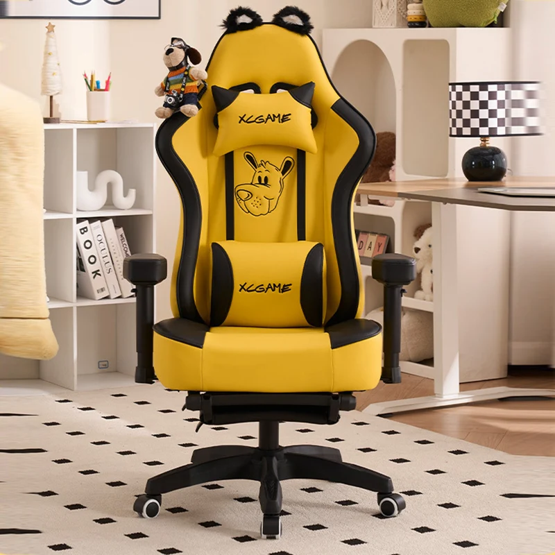 Contemporary Creative Panda Rectangular Microfiber Leather Steel Nylon Desk Chair Adjustable Backrest Swivel & Height-Adjustable Armrest For Home Office