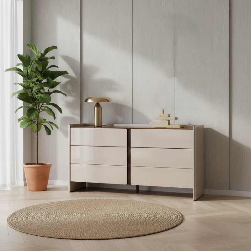 Modern Minimalist Storage Cabinet With Drawers - E1 Eco-friendly MDF Sideboard For Living Room & Bedroom