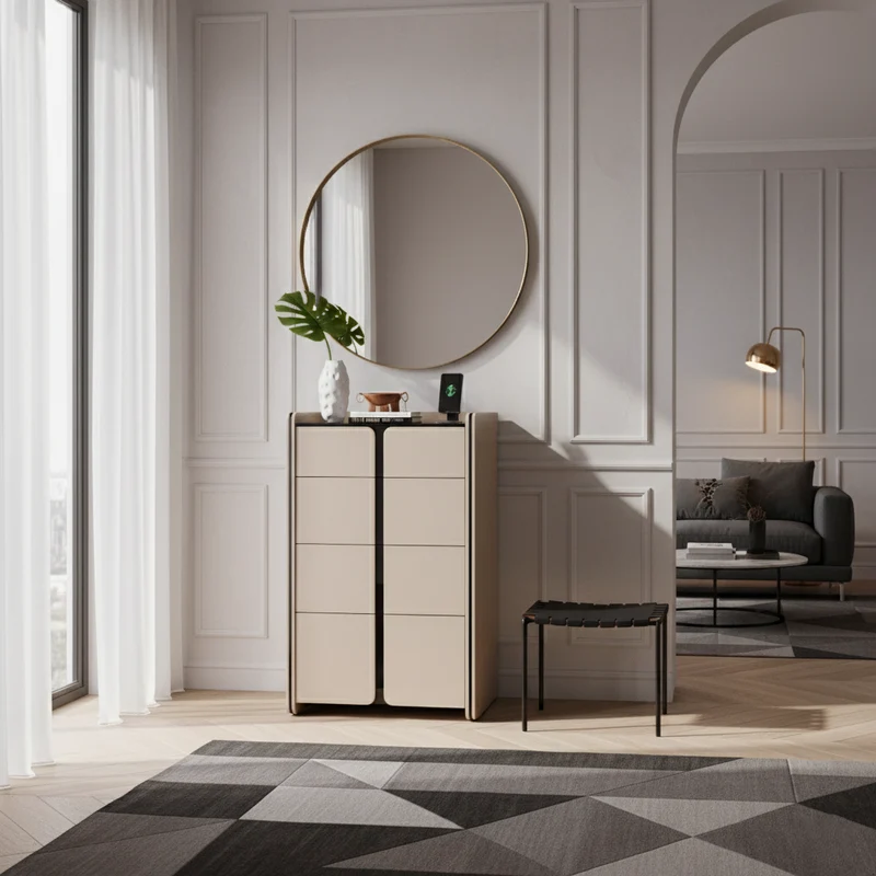 Modern Minimalist Storage Cabinet With Drawers - E1 Eco-friendly MDF Sideboard For Living Room & Bedroom