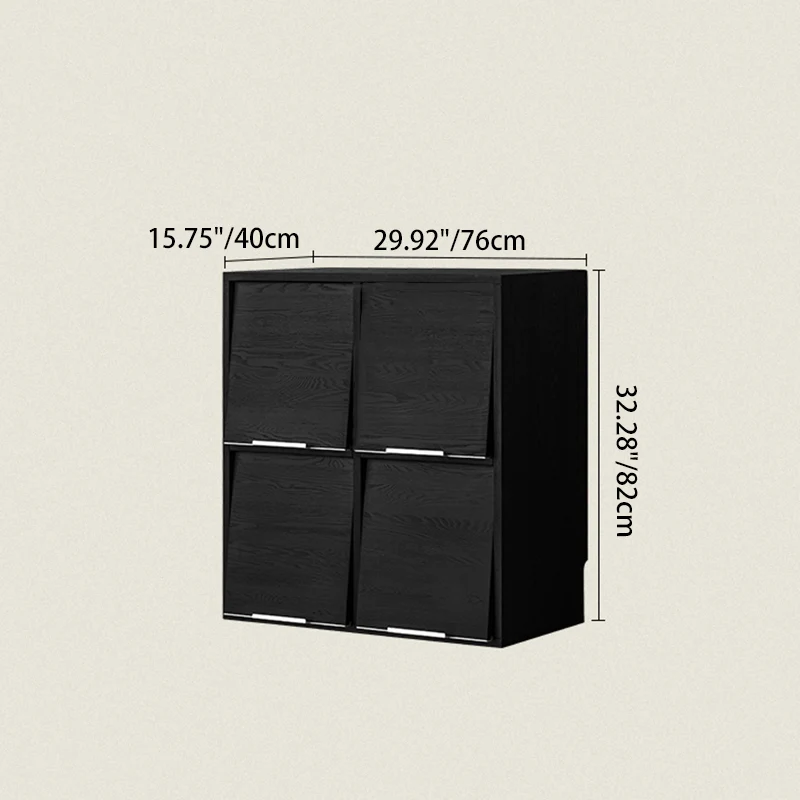Modern Minimalist Flip-Up Door Storage Cabinet - Multi-Layer Solid Wood, Floor-Standing Organizer For Living Room