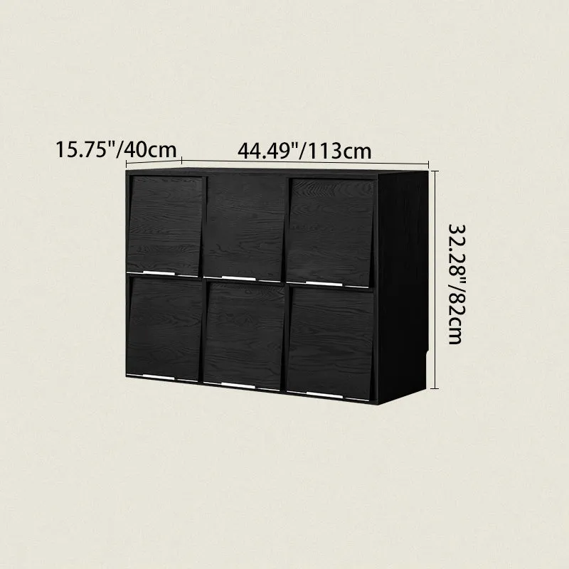 Modern Minimalist Flip-Up Door Storage Cabinet - Multi-Layer Solid Wood, Floor-Standing Organizer For Living Room