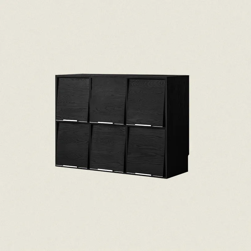 Modern Minimalist Flip-Up Door Storage Cabinet - Multi-Layer Solid Wood, Floor-Standing Organizer For Living Room