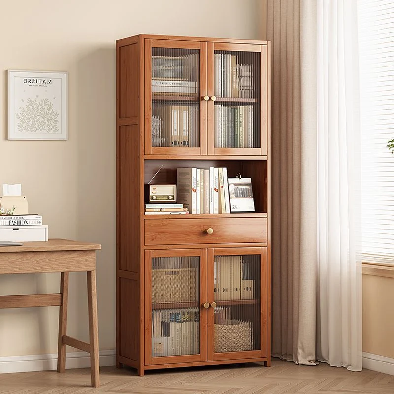 Modern Minimalist MDF Bamboo Acrylic Rectangular Bookshelves 5/6-Tier For Living Room Bedroom And Study