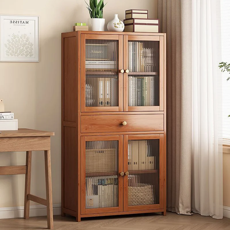 Modern Minimalist MDF Bamboo Acrylic Rectangular Bookshelves 5/6-Tier For Living Room Bedroom And Study