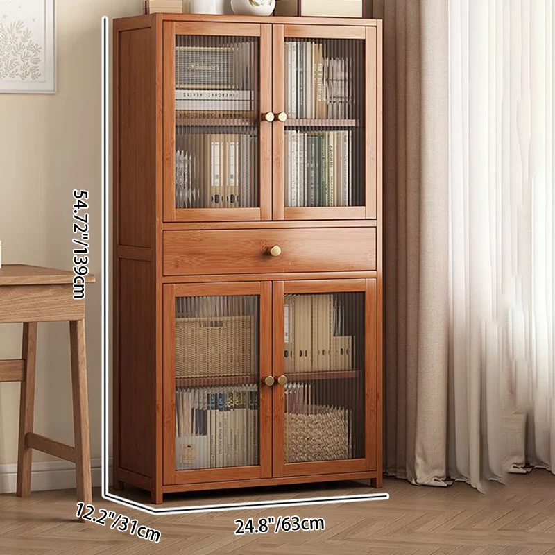 Modern Minimalist MDF Bamboo Acrylic Rectangular Bookshelves 5/6-Tier For Living Room Bedroom And Study