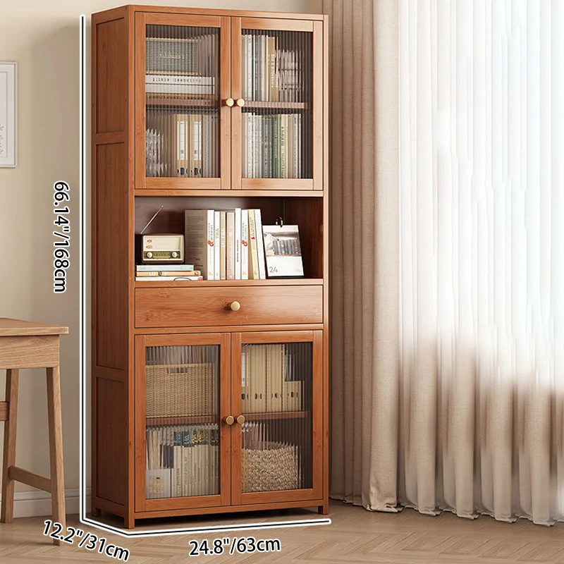 Modern Minimalist MDF Bamboo Acrylic Rectangular Bookshelves 5/6-Tier For Living Room Bedroom And Study