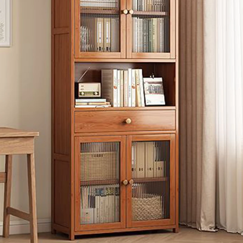 Modern Minimalist MDF Bamboo Acrylic Rectangular Bookshelves 5/6-Tier For Living Room Bedroom And Study