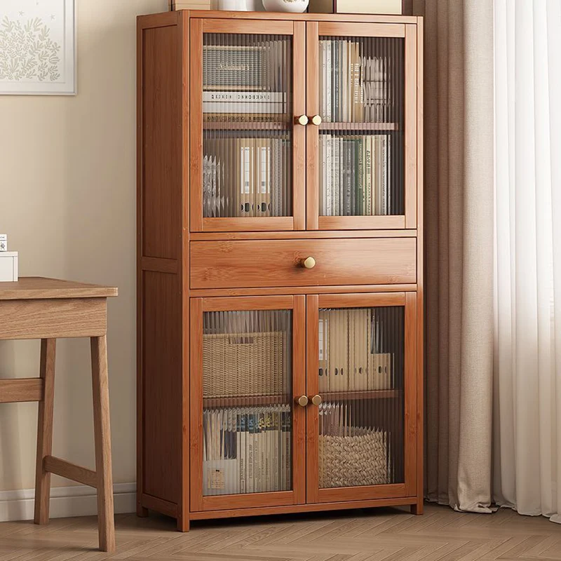 Modern Minimalist MDF Bamboo Acrylic Rectangular Bookshelves 5/6-Tier For Living Room Bedroom And Study