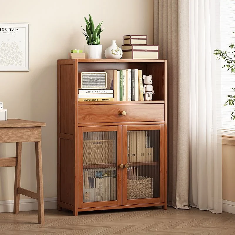 Modern Minimalist MDF Bamboo Acrylic Rectangular Bookshelves 5/6-Tier For Living Room Bedroom And Study