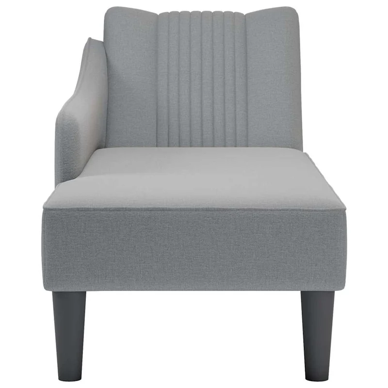 Chaise lounge com apoio de braço direito em tecido cinzento claro