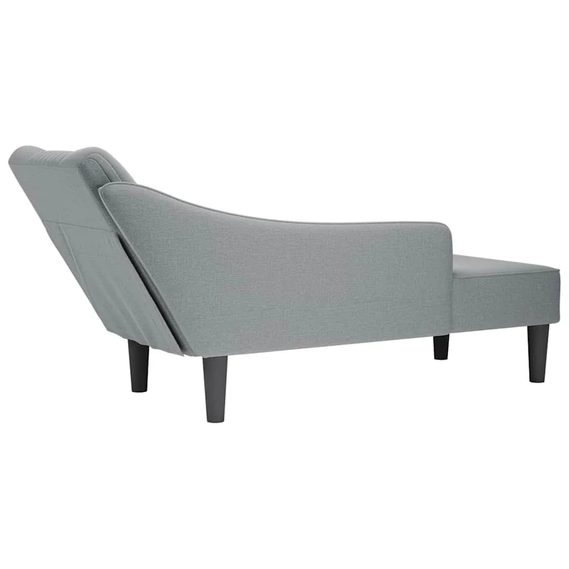 Chaise lounge com apoio de braço direito em tecido cinzento claro