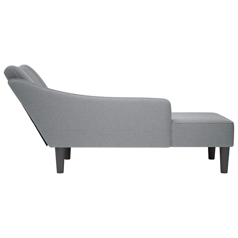 Chaise lounge com apoio de braço direito em tecido cinzento claro