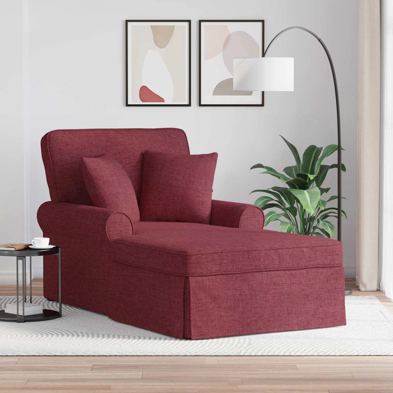 Chaise Lounge com Saia 3 unid. Vinho Vermelho tecido