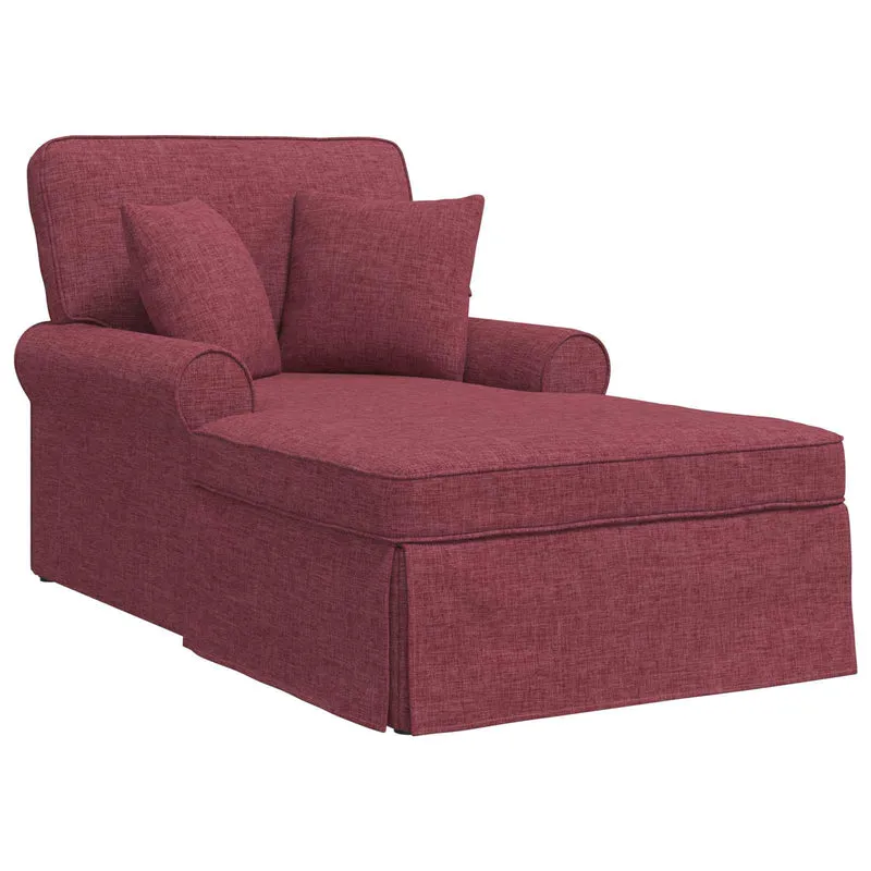 Chaise Lounge com Saia 3 unid. Vinho Vermelho tecido