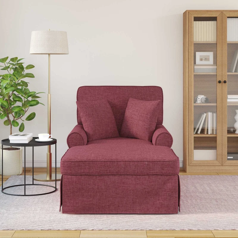 Chaise Lounge com Saia 3 unid. Vinho Vermelho tecido