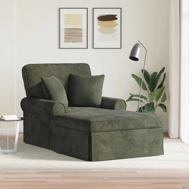 Chaise Lounge com Saia com almofada Verde 157 x 91 x 91 cm ARES