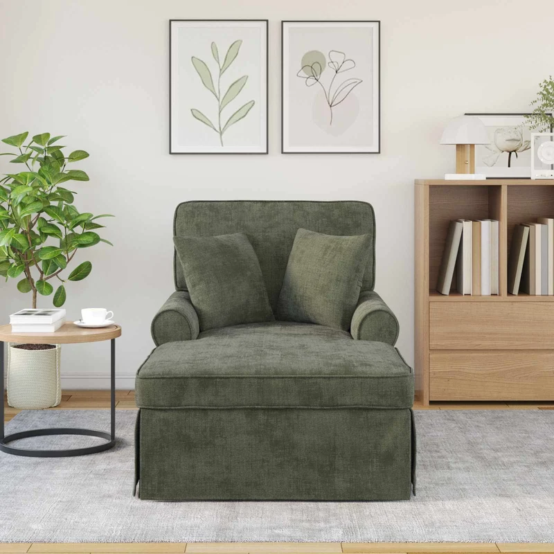 Chaise Lounge com Saia com almofada Verde 157 x 91 x 91 cm ARES