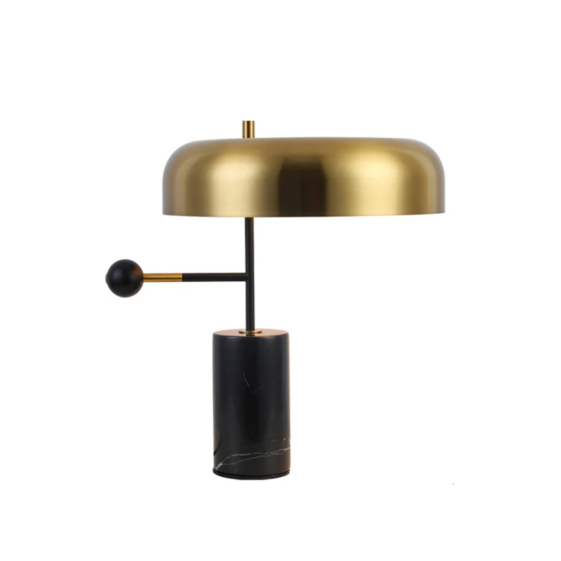 Modern Art Deco Geometric Iron Marble 1-Light Table Lamp For Study
