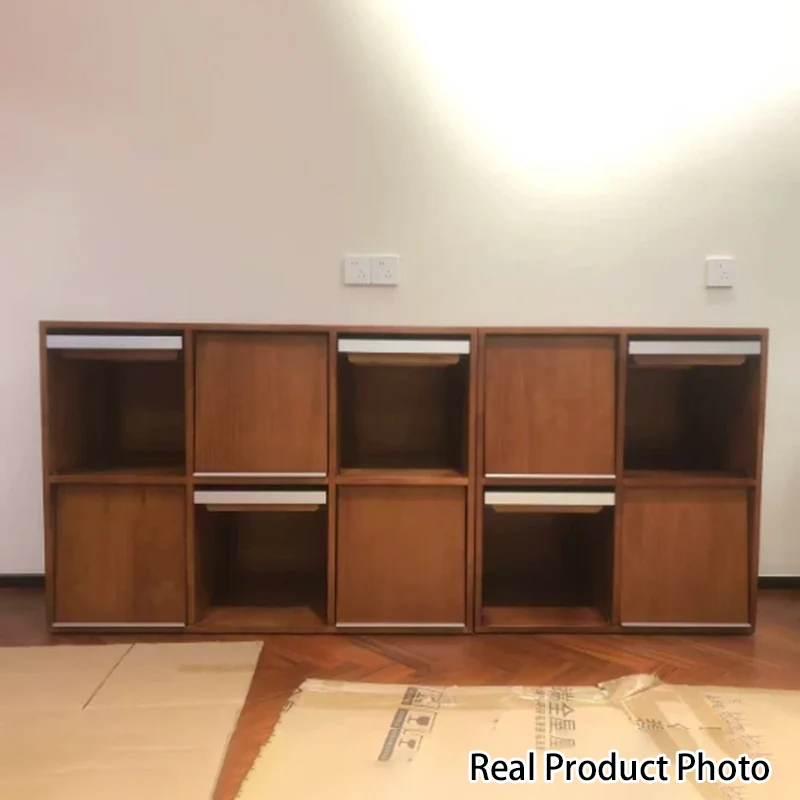 Traditional Vintage Rectangular Pine Wood Plywood Stainless Steel Storage Cabinet 4/6-Cabinet For Study