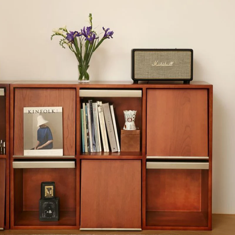 Traditional Vintage Rectangular Pine Wood Plywood Stainless Steel Storage Cabinet 4/6-Cabinet For Study