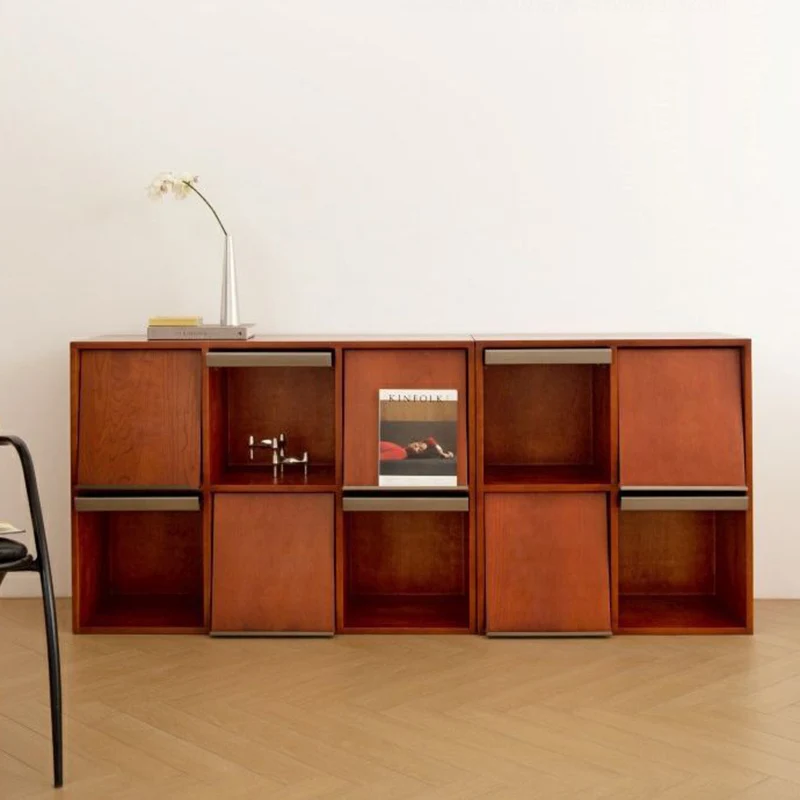 Traditional Vintage Rectangular Pine Wood Plywood Stainless Steel Storage Cabinet 4/6-Cabinet For Study