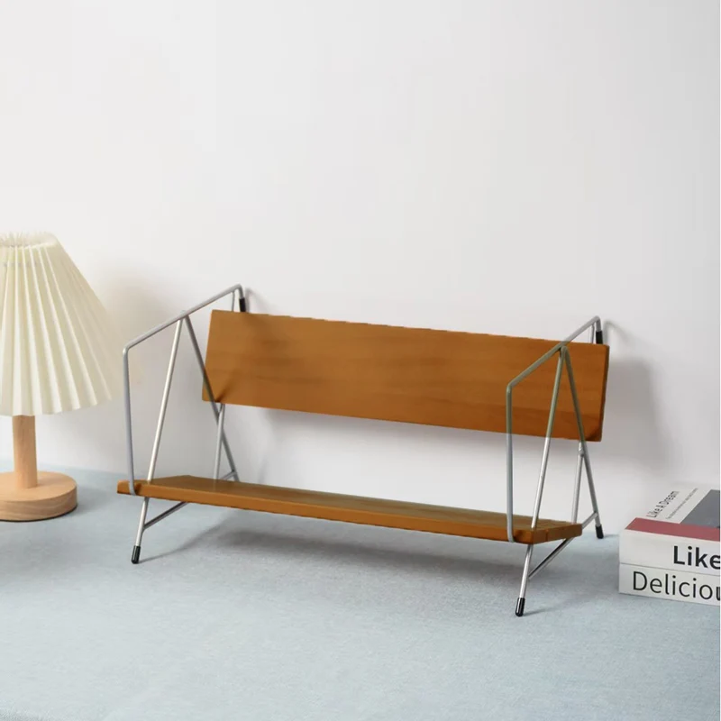 Modern Minimalist Rectangular Solid Wood Iron Bookshelves 4-Leg For Home Office