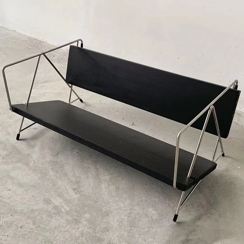 Modern Minimalist Rectangular Solid Wood Iron Bookshelves 4-Leg For Home Office
