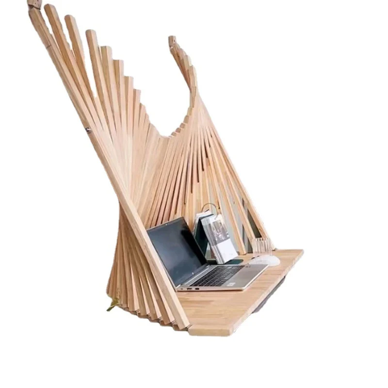 Contemporary Creative Semicircle Solid Wood Desks 1-Tier For Home Office