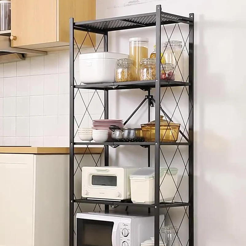 Modern Minimalist Carbon Steel Hollow Rectangular Movable Storage Shelf 3/4/5-Shelves For Living Room