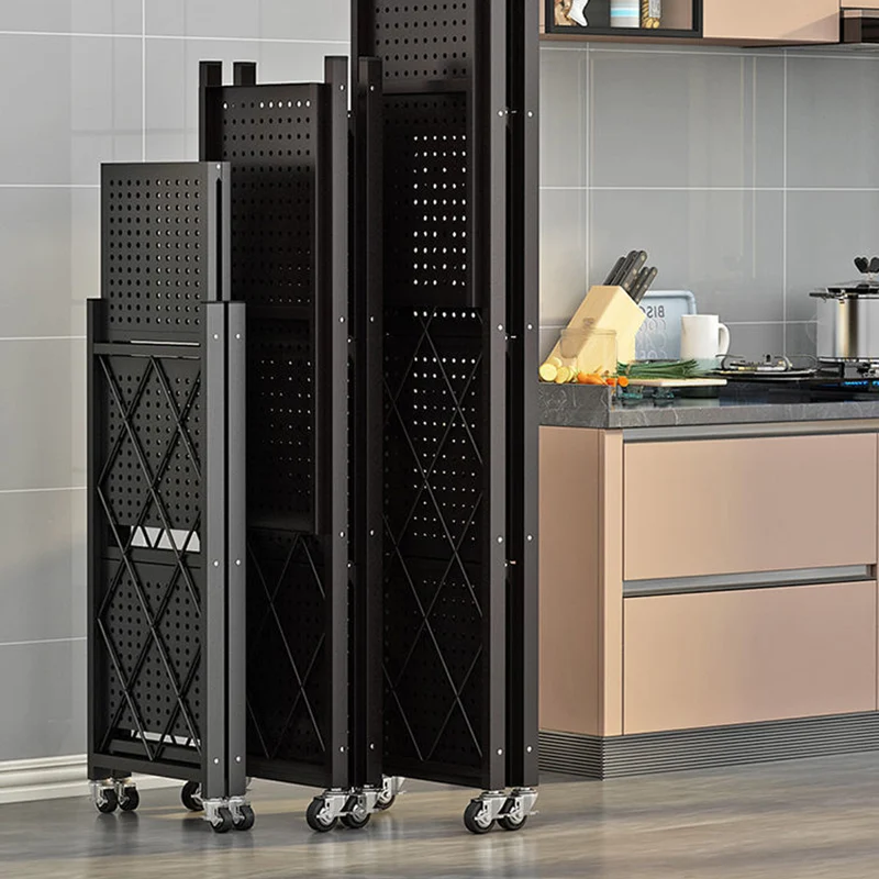 Modern Minimalist Carbon Steel Hollow Rectangular Movable Storage Shelf 3/4/5-Shelves For Living Room