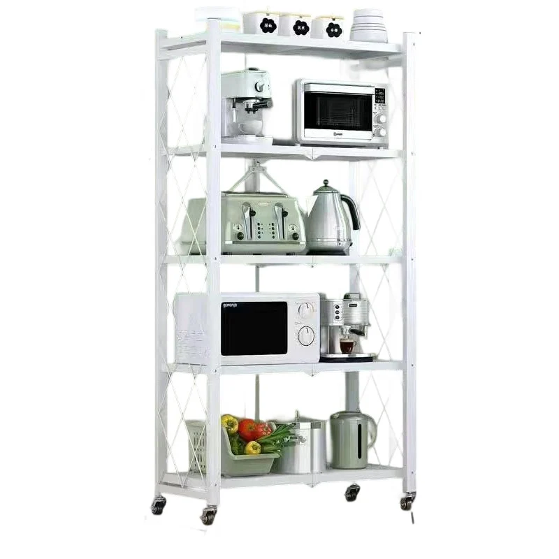 Modern Minimalist Carbon Steel Hollow Rectangular Movable Storage Shelf 3/4/5-Shelves For Living Room