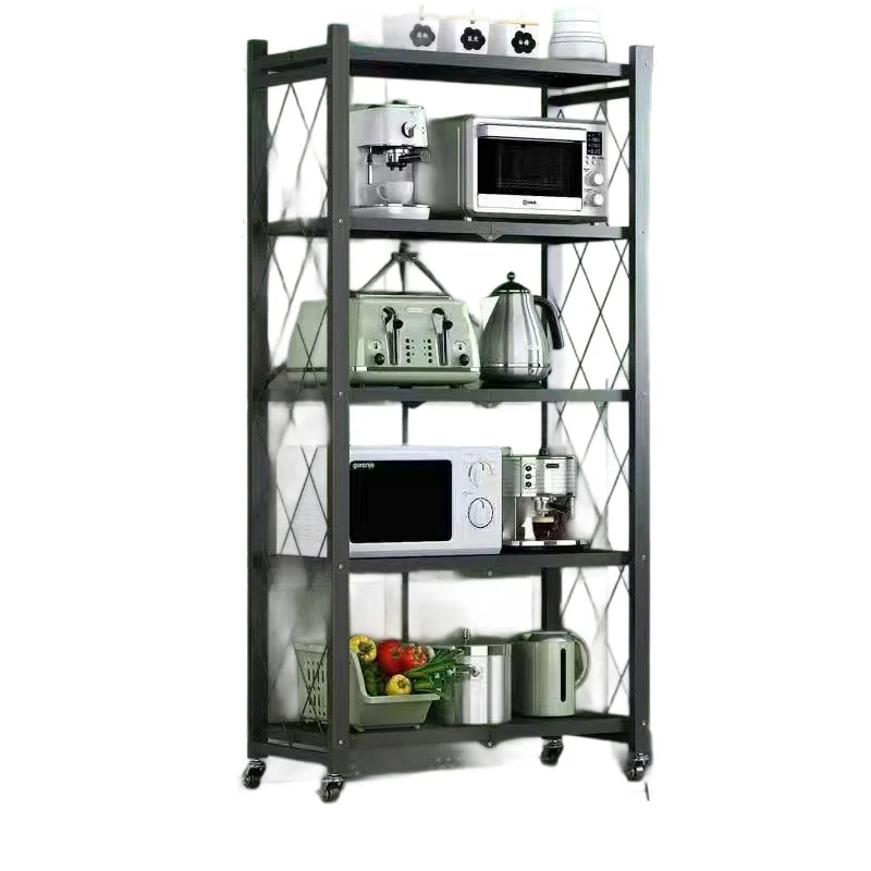 Modern Minimalist Carbon Steel Hollow Rectangular Movable Storage Shelf 3/4/5-Shelves For Living Room