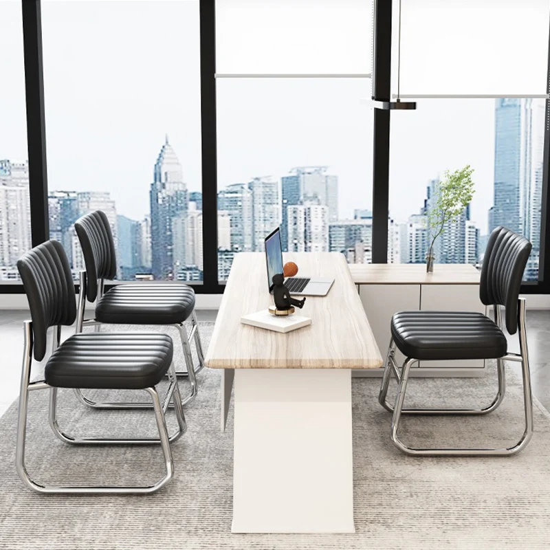 Modern Minimalist Square Iron PU Leather Sponge Desk Chair Backrest For Home Office