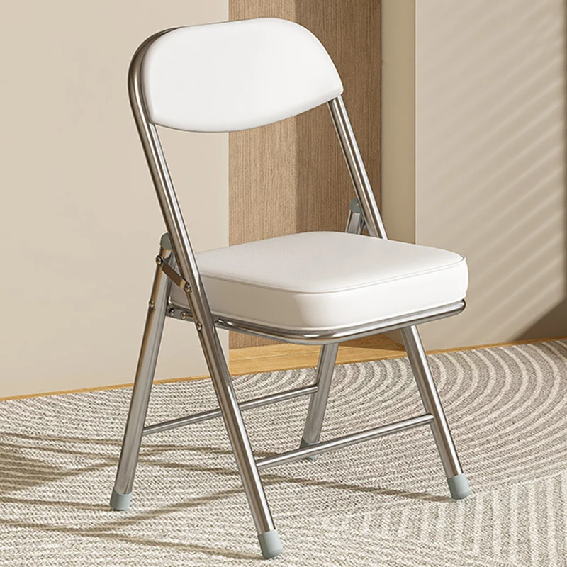 Modern Minimalist Square PU Leather Carbon Steel Foldable Desk Chair Backrest For Home Office