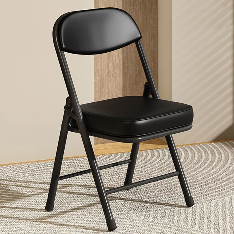 Modern Minimalist Square PU Leather Carbon Steel Foldable Desk Chair Backrest For Home Office