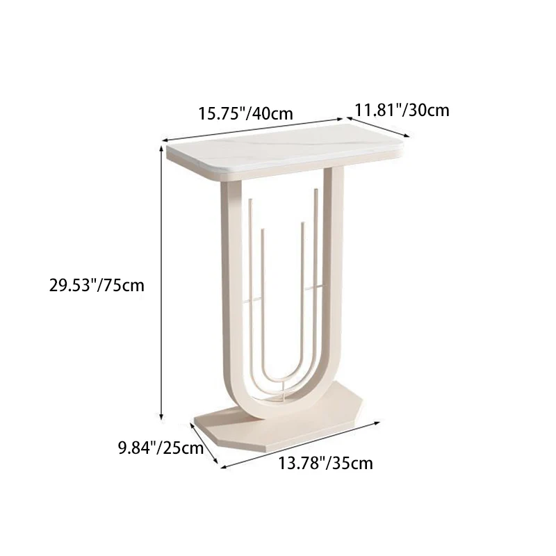 Modern Minimalist Rectangular Sintered Stone Iron Console Table 1-Tier For Entryways