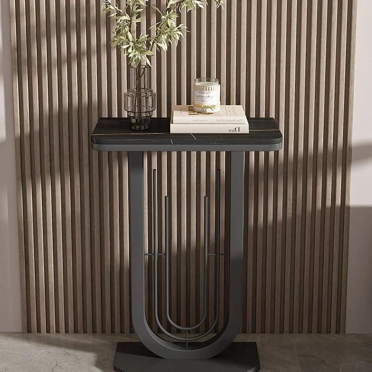 Modern Minimalist Rectangular Sintered Stone Iron Console Table 1-Tier For Entryways