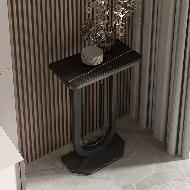 Modern Minimalist Rectangular Sintered Stone Iron Console Table 1-Tier For Entryways