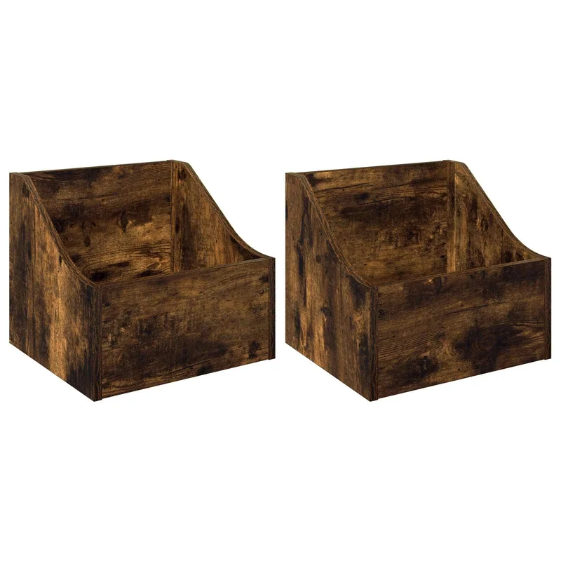 Caixa de Discos LP 2 unid. Carvalho Fumado 37 x 33 x 32 cm