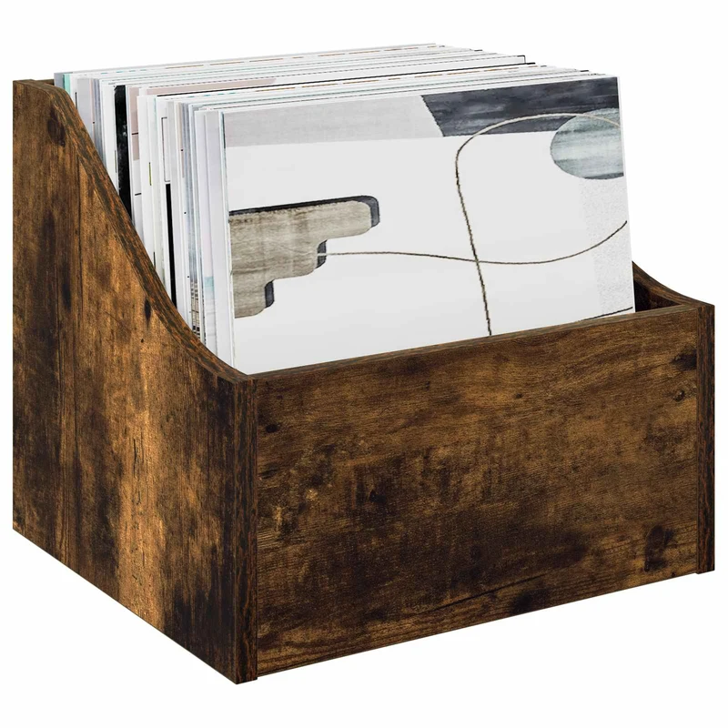 Caixa de Discos LP 2 unid. Carvalho Fumado 37 x 33 x 32 cm